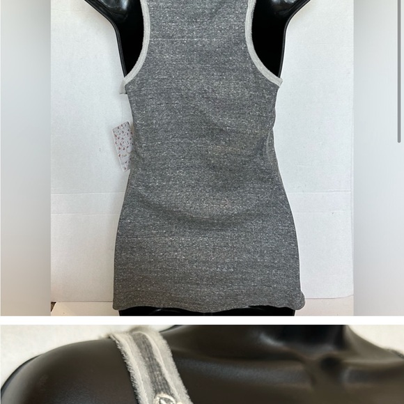 Free People Grey Lace and Ruffle Tank Top size M - Picture 4 of 11